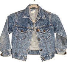 Vintage Little Levis Kids Acid Wash Orange Tab Denim Trucker Jacket made USA