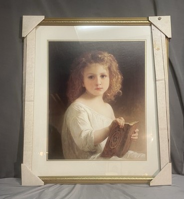 The Story Book by William Adolphe Bouguereau Framed Print 24  x 31 