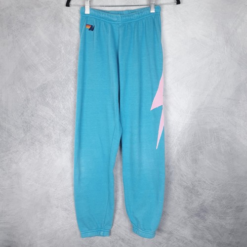 Aviator Nation Sweatpants Womens XS Blue Pink Bolt Lightning Joggers Fleece USA