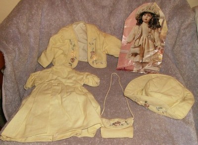4 PC 17'' 18'' DOLL DRESS HAT JACKET & PURSE SET EMBROIDERED CRAFTS NEW SEE PIC #2