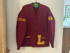 VTG Woman s Letterman /Cheerleader Sweater Heavy Wool Knit Maroon/Gold 1964