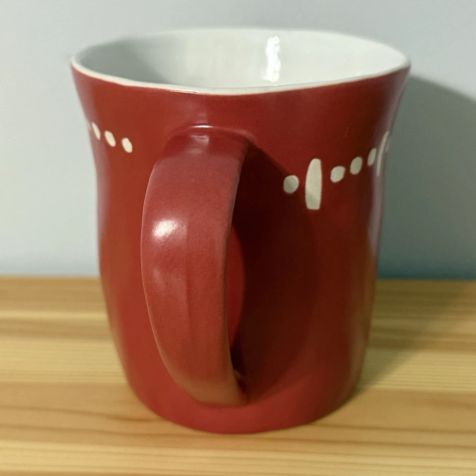 Starbucks Coffee Mug 2008 Red Asymmetrical Round Porcelain 14oz Debossed Design - Image 3 of 4