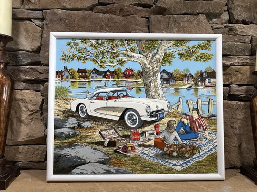 H. Hargrove His Two Loves Framed Serigraph Oil Painting Canvas 771/1200 Picnic - Picture 12 of 15