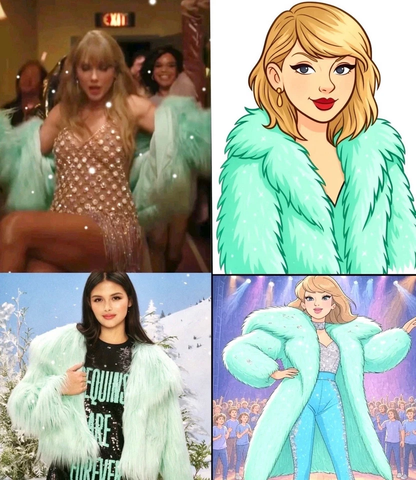 Nuevo Taylor Swift TLOAS Life Showgirl Chaqueta de Piel Sintética Verde 4 6 8 Abrigo Top XS S M Foto 3 de 4