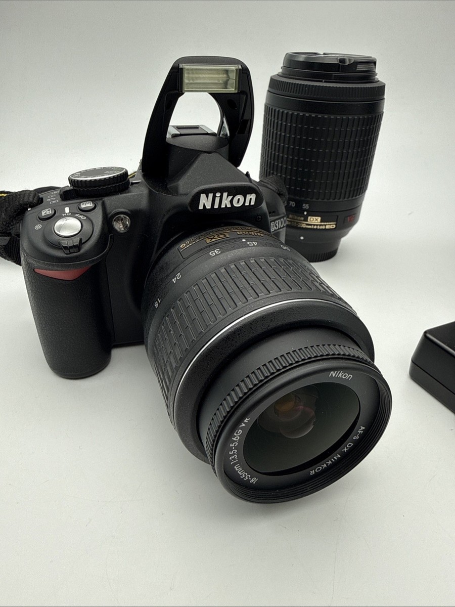 Nikon D3100 DSLR Camera w/ AF-S Nikkor DX 18-55 & 55-200mm Lens