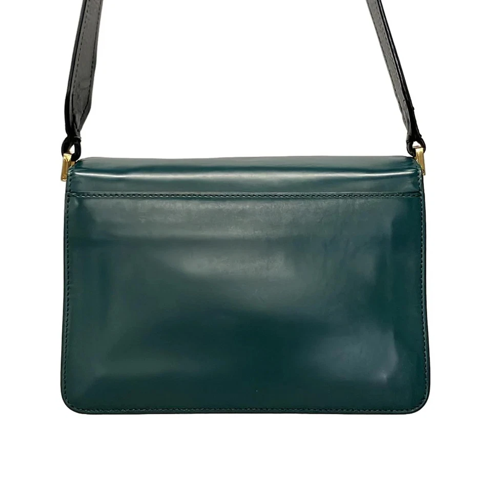 Autêntica Bolsa de Ombro MARNI - Couro Verde Azul - Imagem 4 de 4