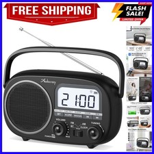 Portable Radio AM FM with Bluetooth,Built-in Rechargeable Battery/Plug in Wal...