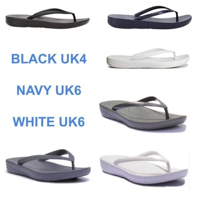 FitFlop IQUSHION Ergonomic Flip Flops Black, Navy, White UK4, UK6 Sandal Sliders