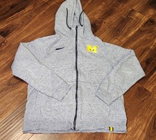 Womens Small Nike University Michigan Hooded Full Zip Gray Sweatshirt