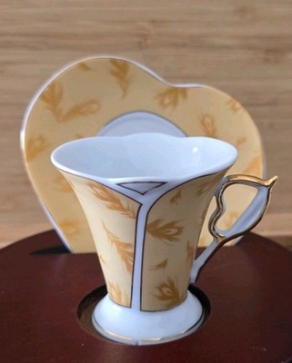 ESPRESSO SET Heart- Shaped Demitasse.  GNA YAMASEN  24kt ''Gold Collection'' Japan