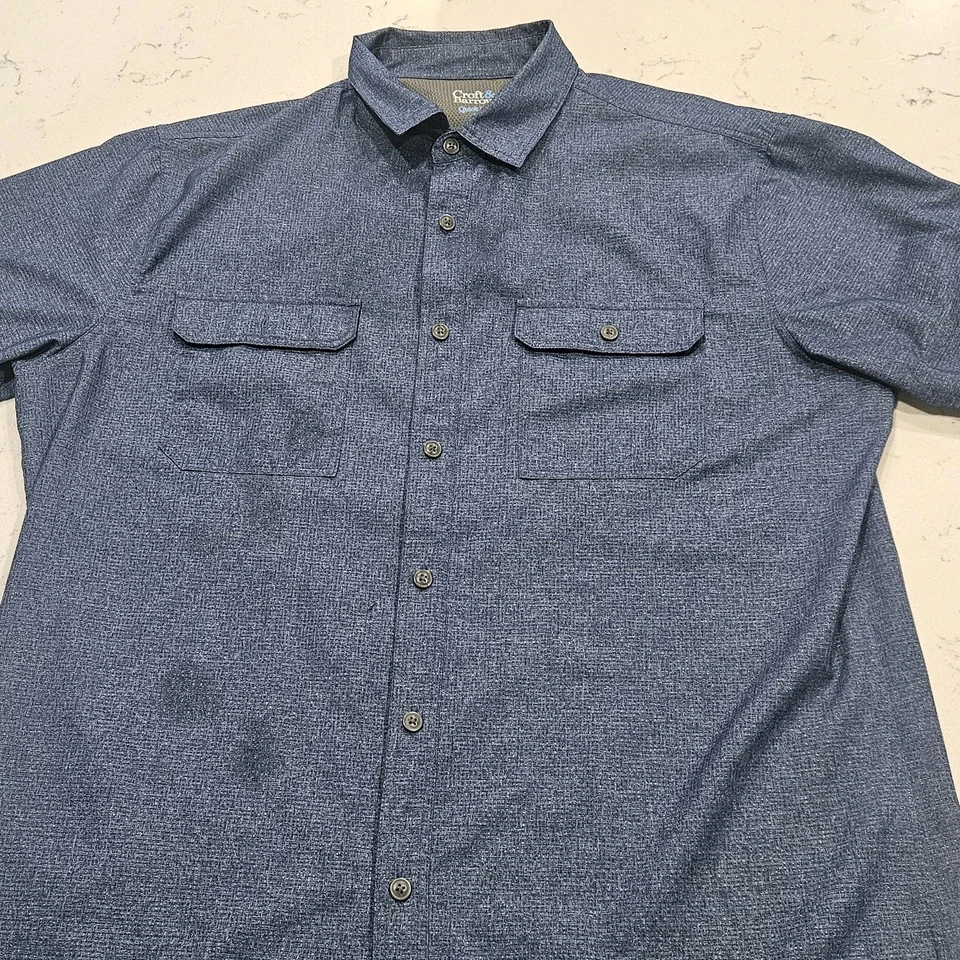 Croft & Barrow Shirt Mens Large Blue Quick Dry Short Sleeve - Image 3 of 4