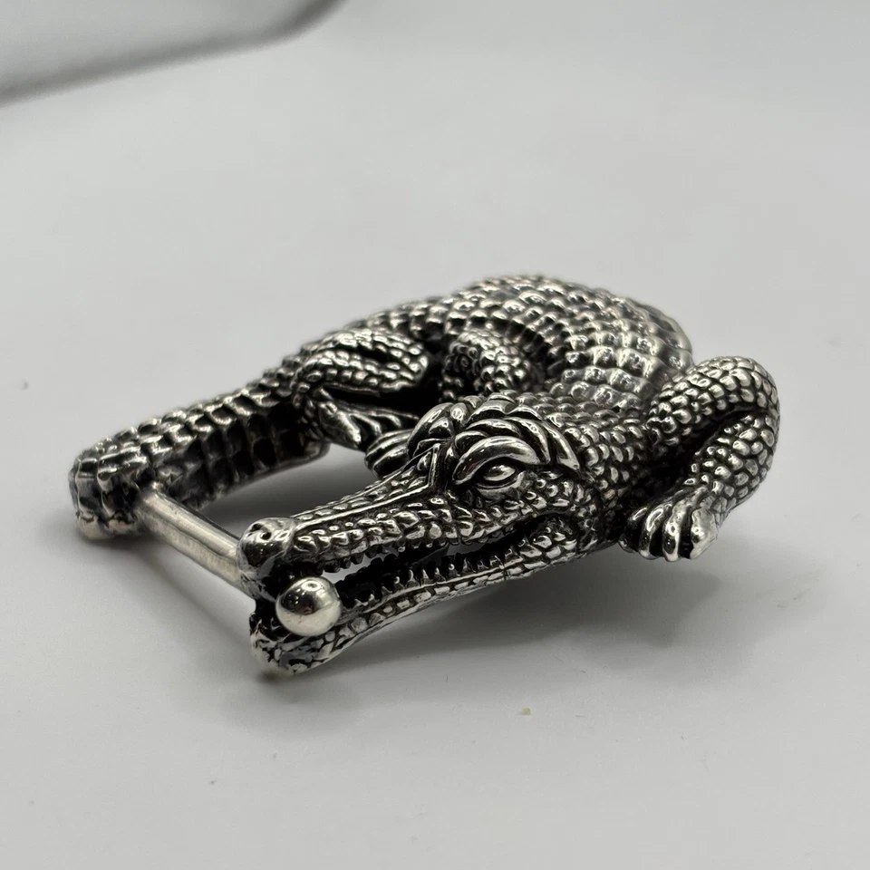 Vintage Barry Kieselstein Cord 925 Sterling Silver Alligator Belt Buckle - Image 2 of 4