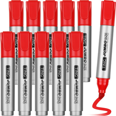 10 Pack Jumbo Permanent Markers Bulk Large Chisel Tip Permanent Markers Quick...