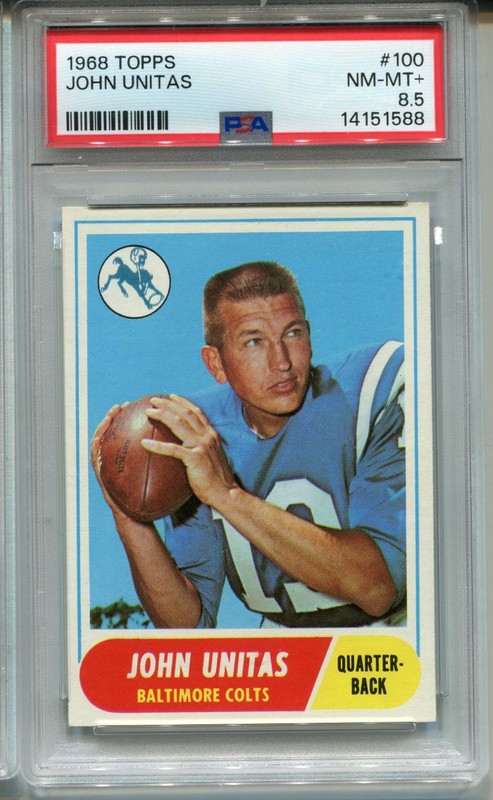 1968 Topps Johnny Unitas Card PSA 8.5 Nm MINT+ Graded Football #100 John