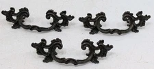 3X Vintage KEELER BRASS Drawer handle Pull FRENCH K-644 5.75" Hardware Set Of 3