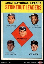 1963 Topps #9 Sandy Koufax NL Strikeout Leaders 3 - VG