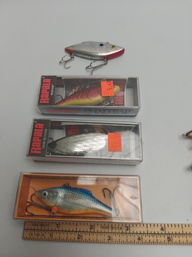 Menge 4 Rapala Rattlin Rap Vintage Crankbait Köder Runner und Shallow in Boxen