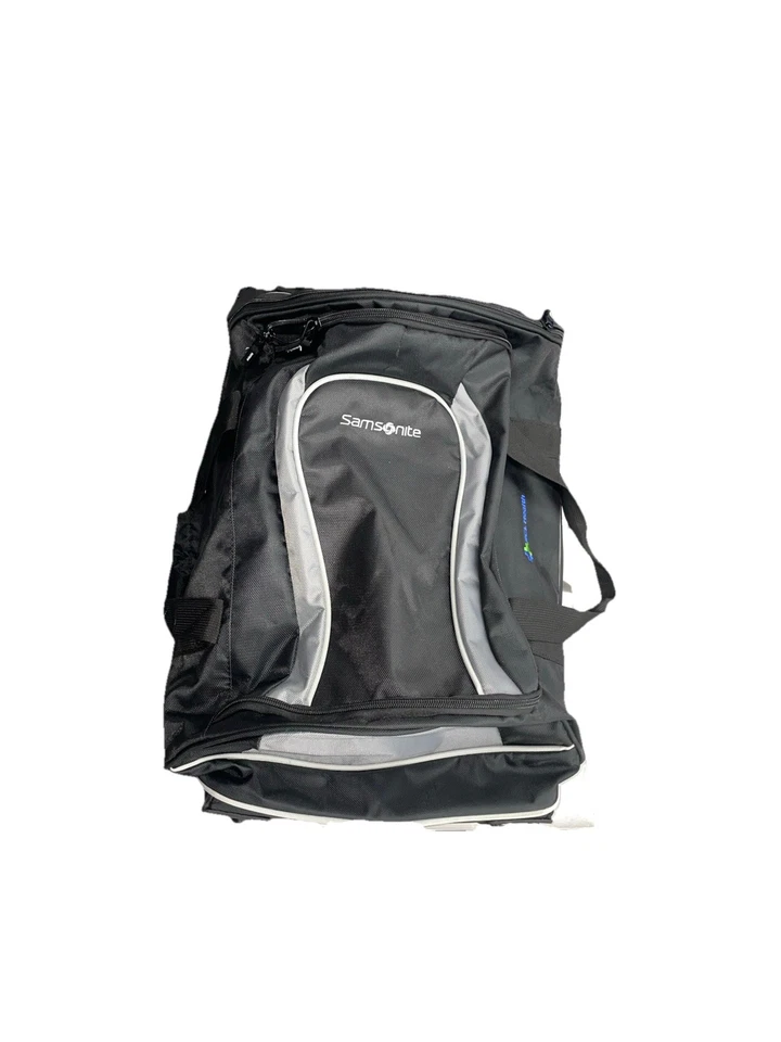 "Bolsa de lona Samsonite negra y gris con cremallera tamaño mediano 26"" rodante con ruedas". Foto 2 de 3
