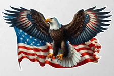 Memorial Day American Eagle Beauty , Wall,Etc Sticker Vinyl Decal 5" FreeSticker