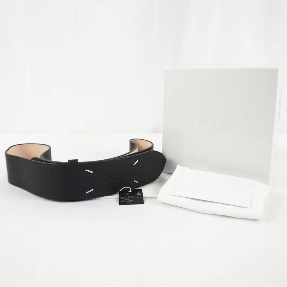Maison Margiela Black Leather Belt Size 80 Italy 1.75" Wide Unisex - SA1TP0006