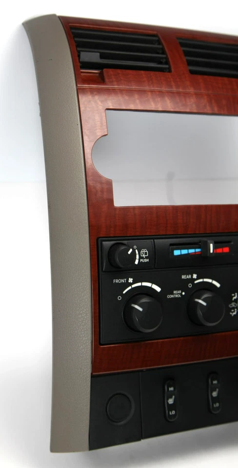 2004 - 2009 Dodge Durango OEM Woodgrain Climate Control Radio Bezel Trim - Image 2 of 4