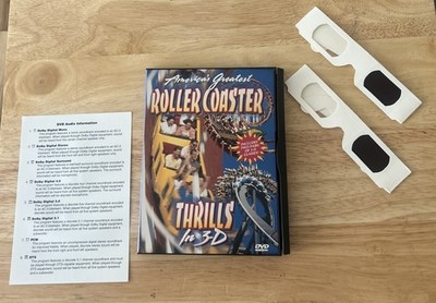 America's Greatest Roller Coaster Thrills in 3D DVD Two 3-D Glasses,1994 Doc OOP