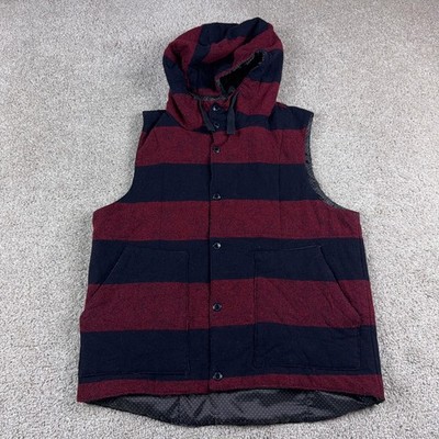 Engineered Garments Vest Mens Small Red Blue Wool Primaloft Hooded Outdoors Coat
