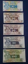 Uganda Set 5 10 20 50 100 Shillings 1973- Unc P-5a 6c 7c 8c 9c Idi Amin