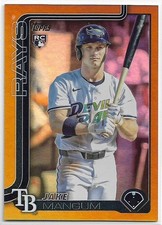 2025 Topps Update Jake Mangum #US306 Rookie Gold Rainbow Foil #'d /50 Rays