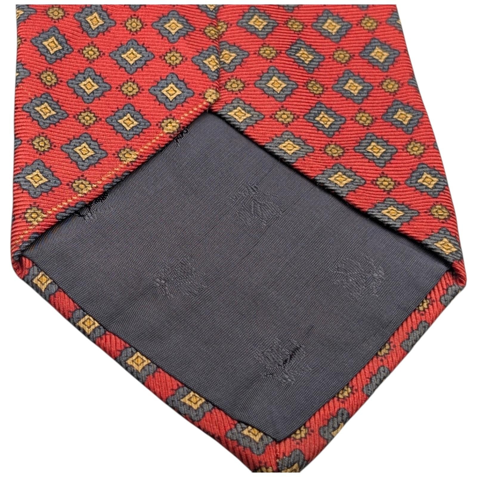 Brooks Brothers Tie 59" Wide Silk Red Neat Geometric Diamonds USA Classic VTG thumbnail 3