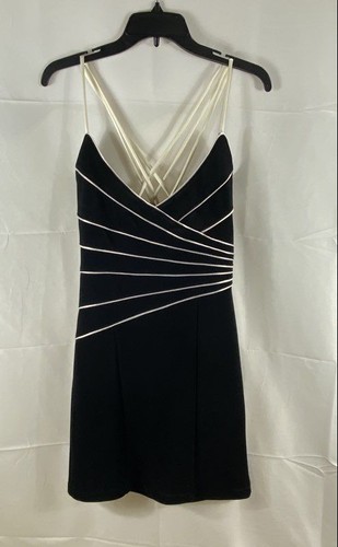Hugo Buscatti Women's Vintage 90s Black White Piping Strappy Swim Dress Sz 10