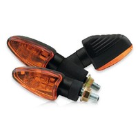 Mini-Blinker Arrow Grooved Schwarz Kurz Gelbes Glas M8 E-GeprüFt 284580