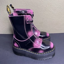 Dr Martens Jetta Hi Max Women's 7 Distressed Leather Platform Black Pink Boots