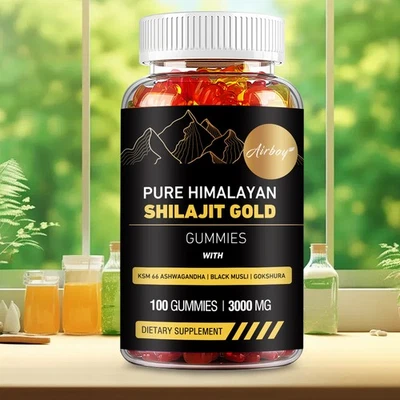 AIRBOY Shilajit Gold Gummies - with Ashwagandha - Enhances Energy & Endurance, Immunity
