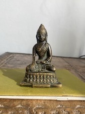 Amuleto Buddha Bronzo miniatura Pesante Budda Shakyamuni Patina Cera Persa