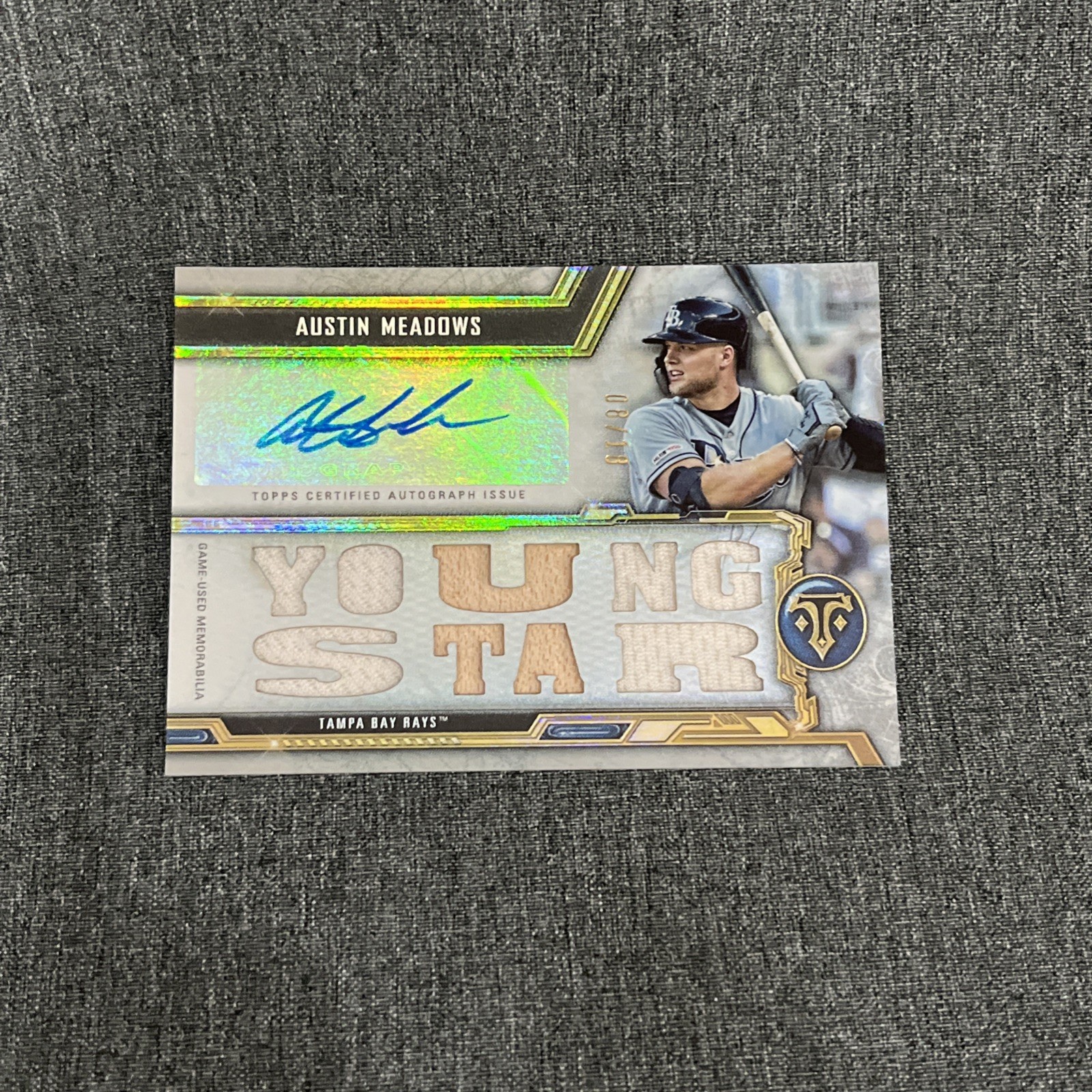 Austin Meadows 2020 Topps Triple Threads Auto Patch #TTAR-AM4 Tampa Bay Rays