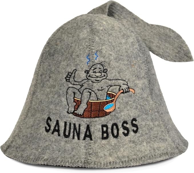 Sauna Boss Grey Sauna Hat, 100% Organic Wool Felt Hats for Sauna