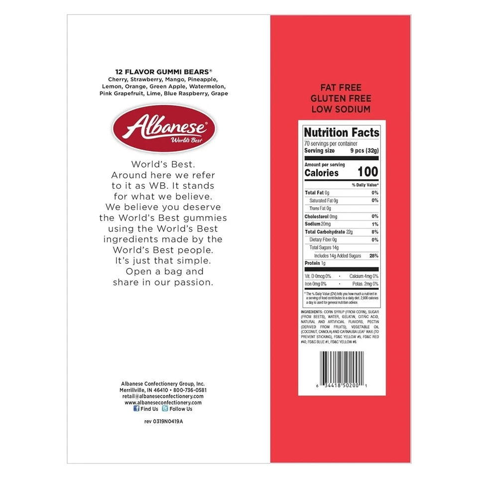 Albanese World's Best 12 Flavor Gummi Bears, 5 lb - frete grátis /estoque fresco - Imagem 4 de 4