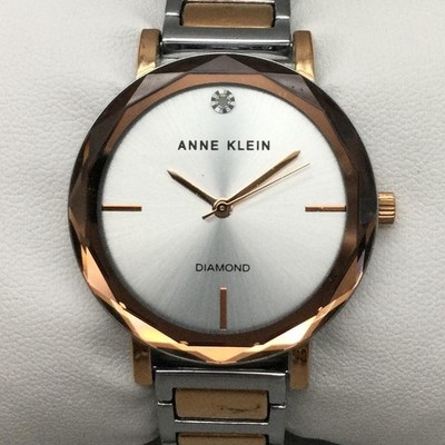 Anne Klein Womens Watch 32mm Two Tone Diamond Bracelet AK/3279 New Battery