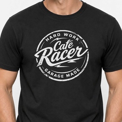 Cafe Racer Motorrad T-Shirt Hard Work Garage Made Retro Motiv Schwarz Geschenk
