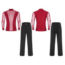 Mens Dancewear Training Sets Dance Outfits Performance Rhinestone Ballroom