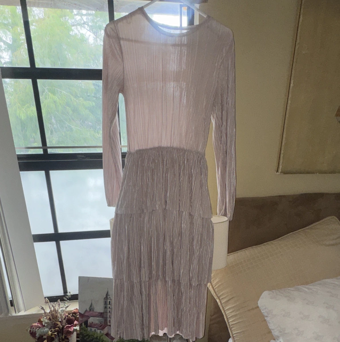 zara long sleeve dresses Zara Dresses | Zara Red A-Line Maxi Dress Flared Long Sleeves Adjustable Open Back Straps S Nwt | Color: Red