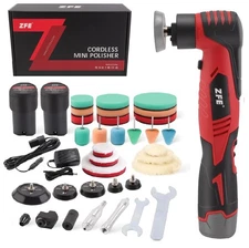 ZFE Cordless Mini Oribtal Polisher Kit Variable Speed 12V Li-ion 6-Speed 5000rpm
