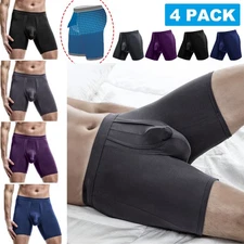 4-PACK Men's Underwear Dual Anti-Chafing Support Ball Pouch Bulge Boxer Briefs