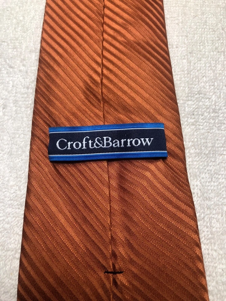 Gravata masculina CROFT AND BARROW LARANJA COM PADRÃO 3,5 X 58 - Imagem 4 de 4