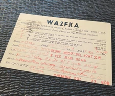 Robert L Soper Elmira New York 14903 WA2FKA 1970s Ham CB Radio Card Lenox Avenue