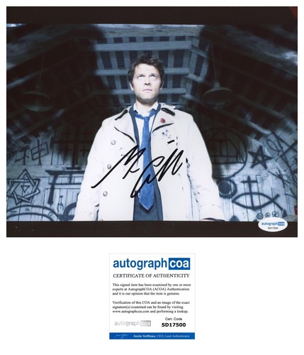 FOTO 8x10 firmada por MISHA COLLINS CASTIEL SOBRENATURAL - CERTIFICADO DE AUTENTICIDAD
