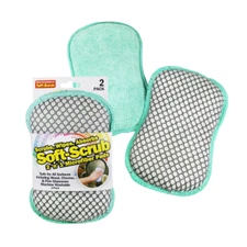 Original Tuff-Scrub Microfiber Soft Scrub 'N' Wipe Sponge Pads, Fresh New 12Pads
