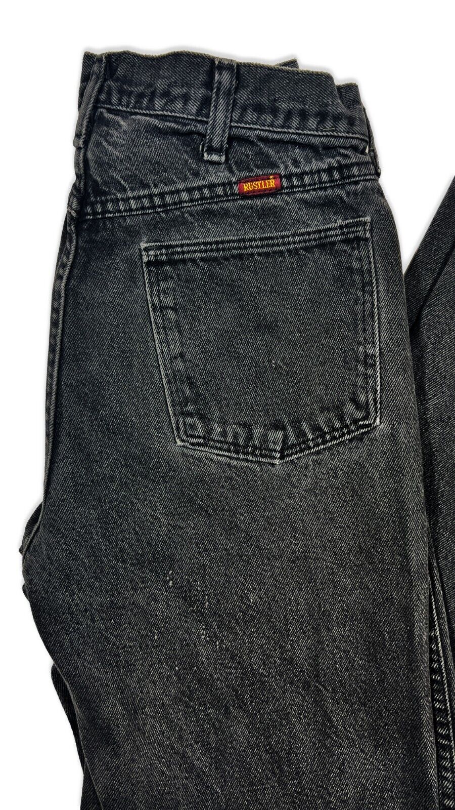 Vintage Rustler Jeans Mens 32x34 Black Distressed… - image 8