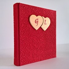ALBUM FOTOGRAFICO FOTO CUORI LEGNO INIZIALI IDEA REGALO MATRIMONIO NOZZE SPOSI